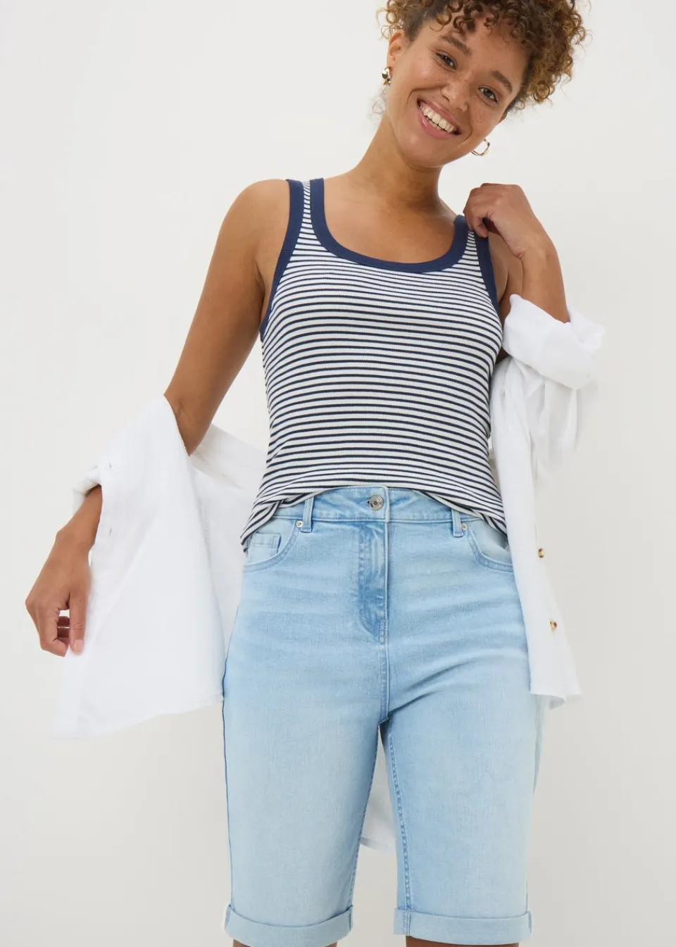 Shorts>Papaya Denim Lightwash Knee Length Shorts