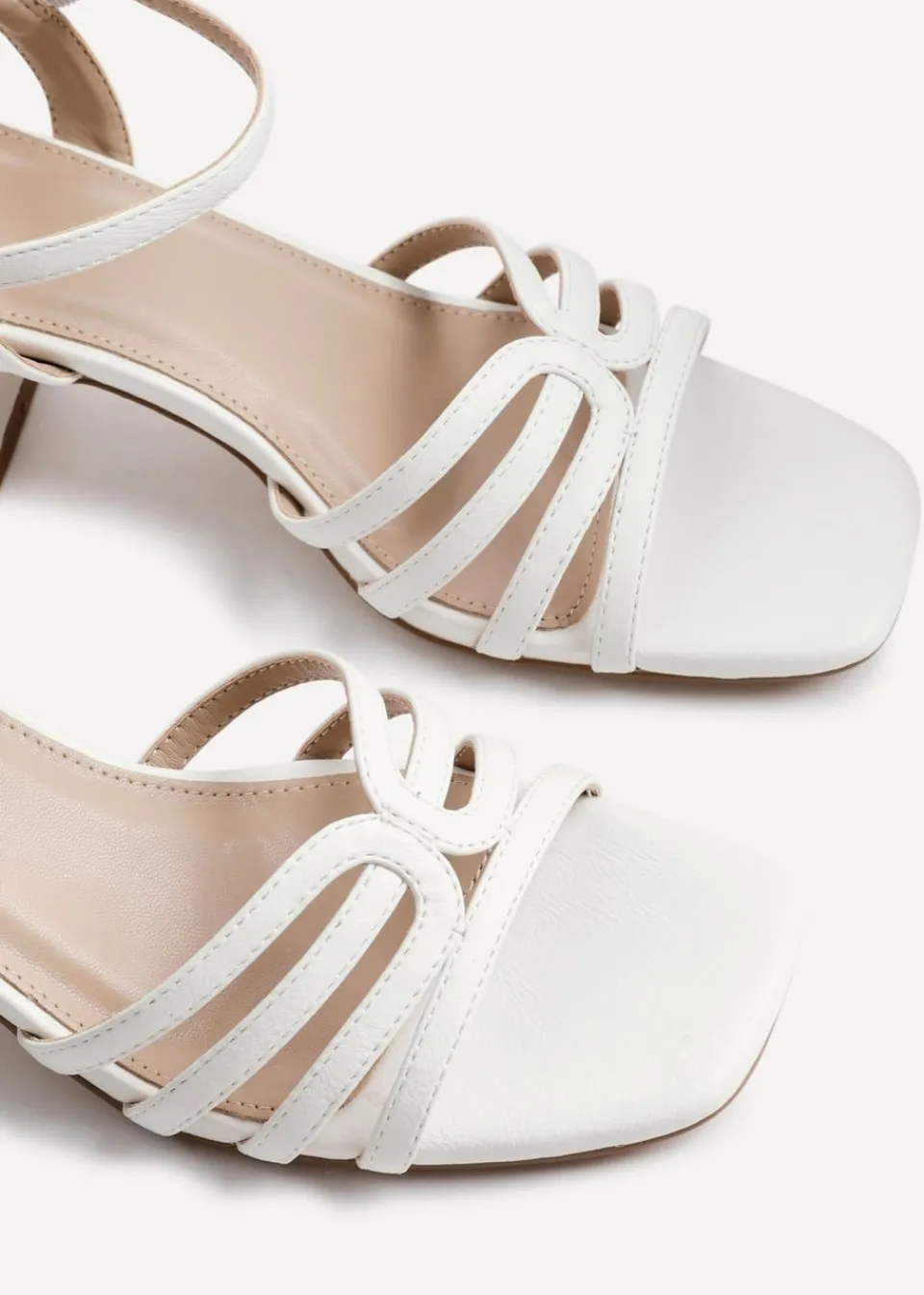 Footwear>Linzi Adira White Faux Leather Strappy Heeled Sandals