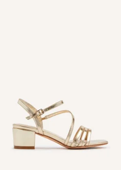 Footwear>Linzi Afia Faux Leather Strappy Heeled Sandal Gold