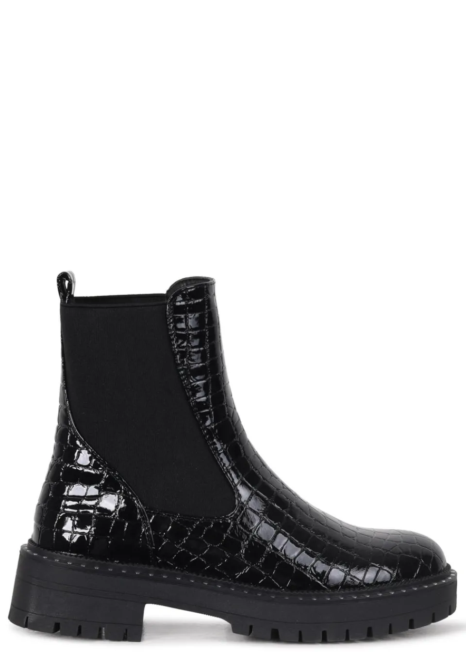 Footwear>Linzi Andrea Black Faux Croc Patent Leather Silver