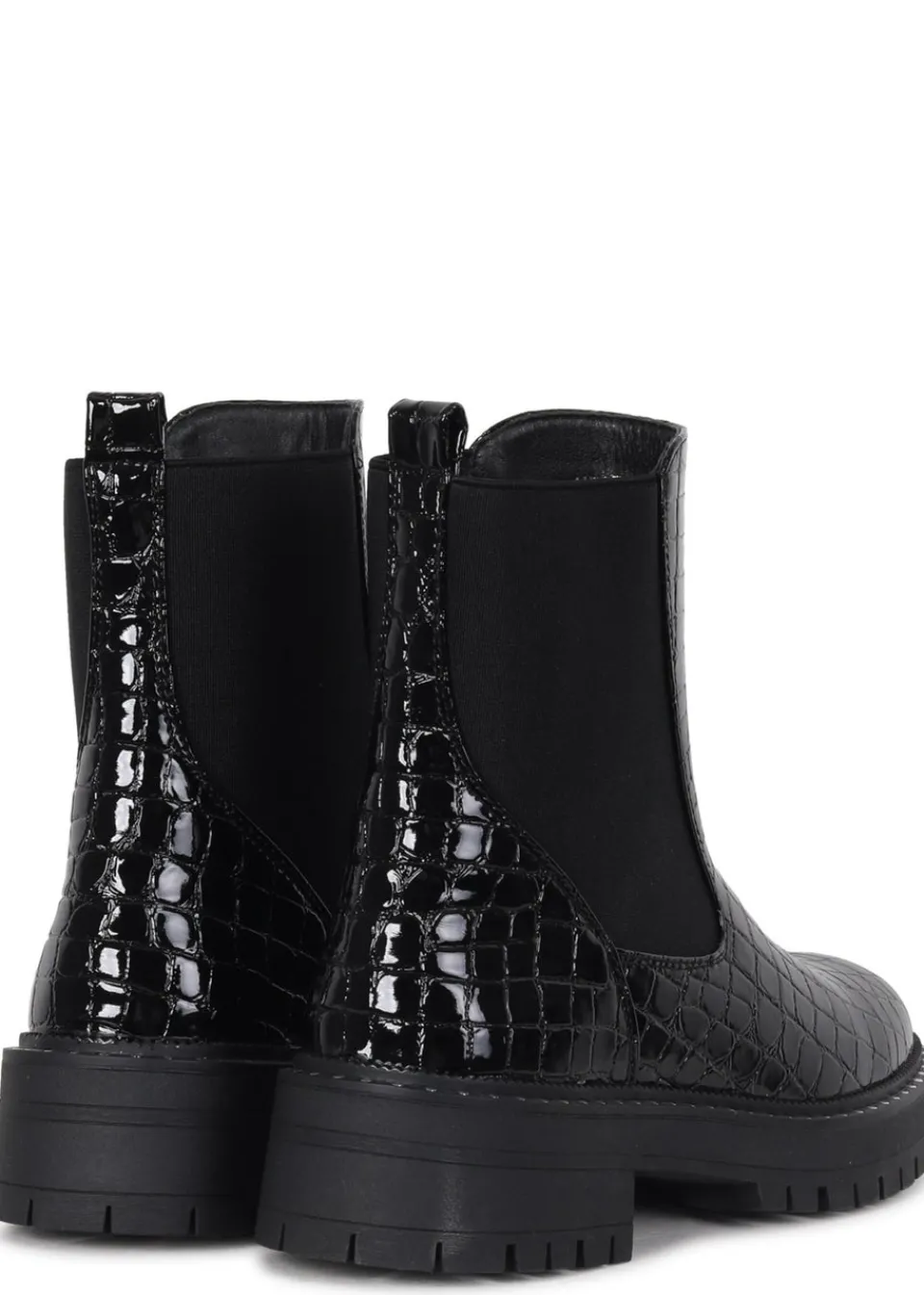 Footwear>Linzi Andrea Black Faux Croc Patent Leather Silver