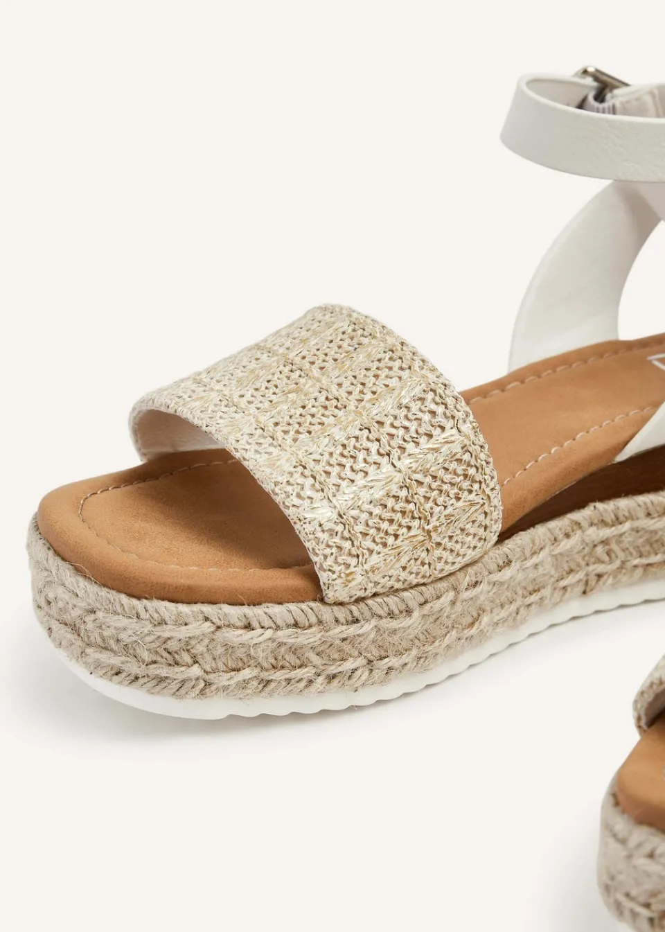 Footwear>Linzi Anya White Raffia Flatform Sandal