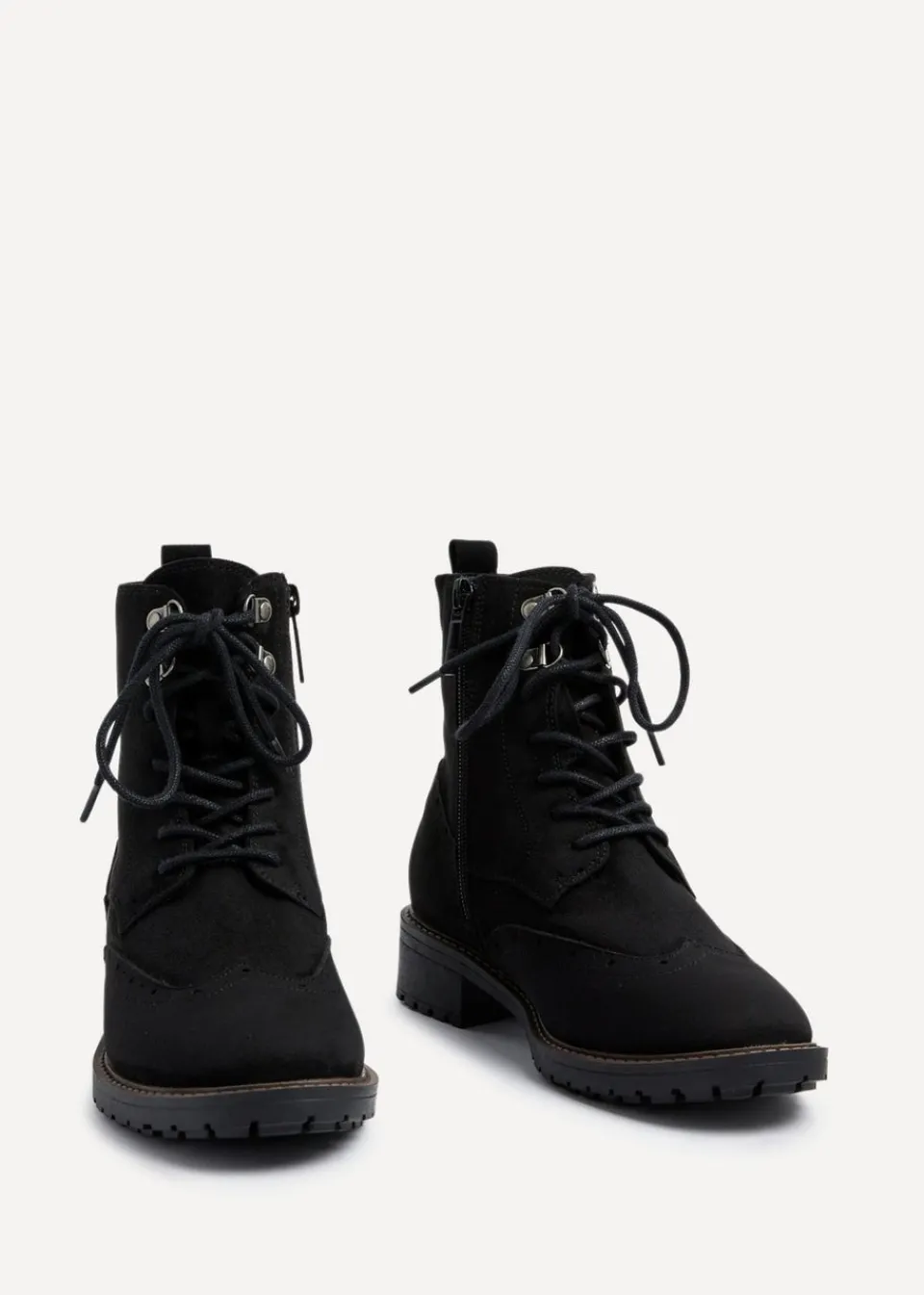Footwear>Linzi Ashleigh Black Faux Suede Lace Up Military Boot