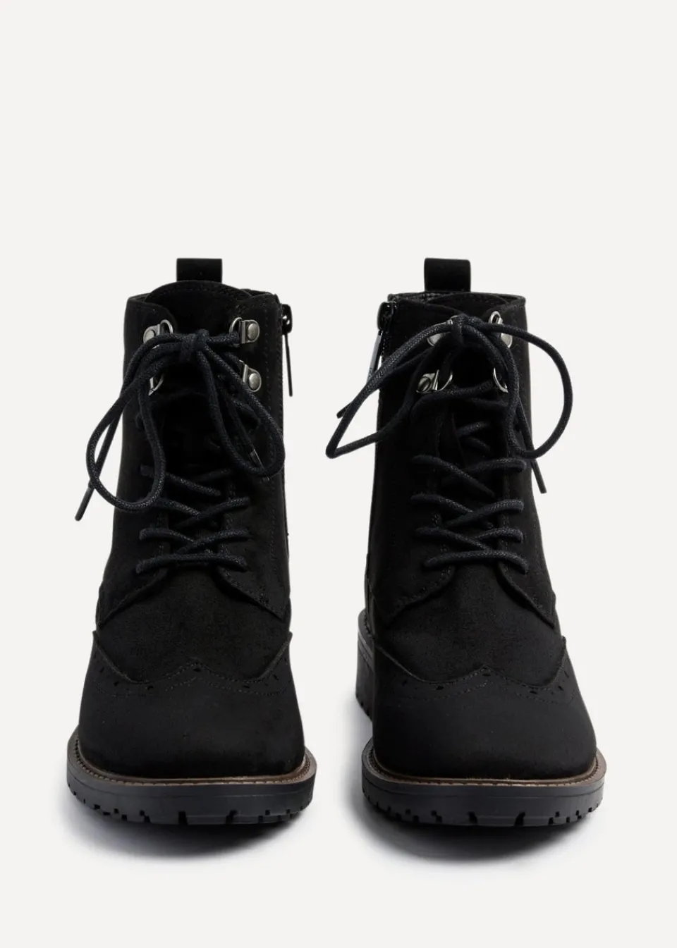 Footwear>Linzi Ashleigh Black Faux Suede Lace Up Military Boot