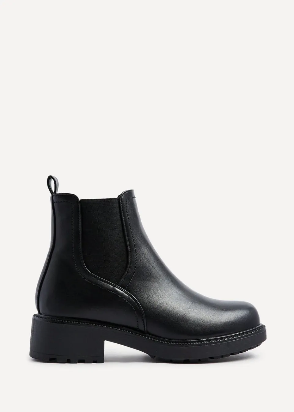 Footwear>Linzi Aspen Black Faux Leather Classic Chelsea Boot