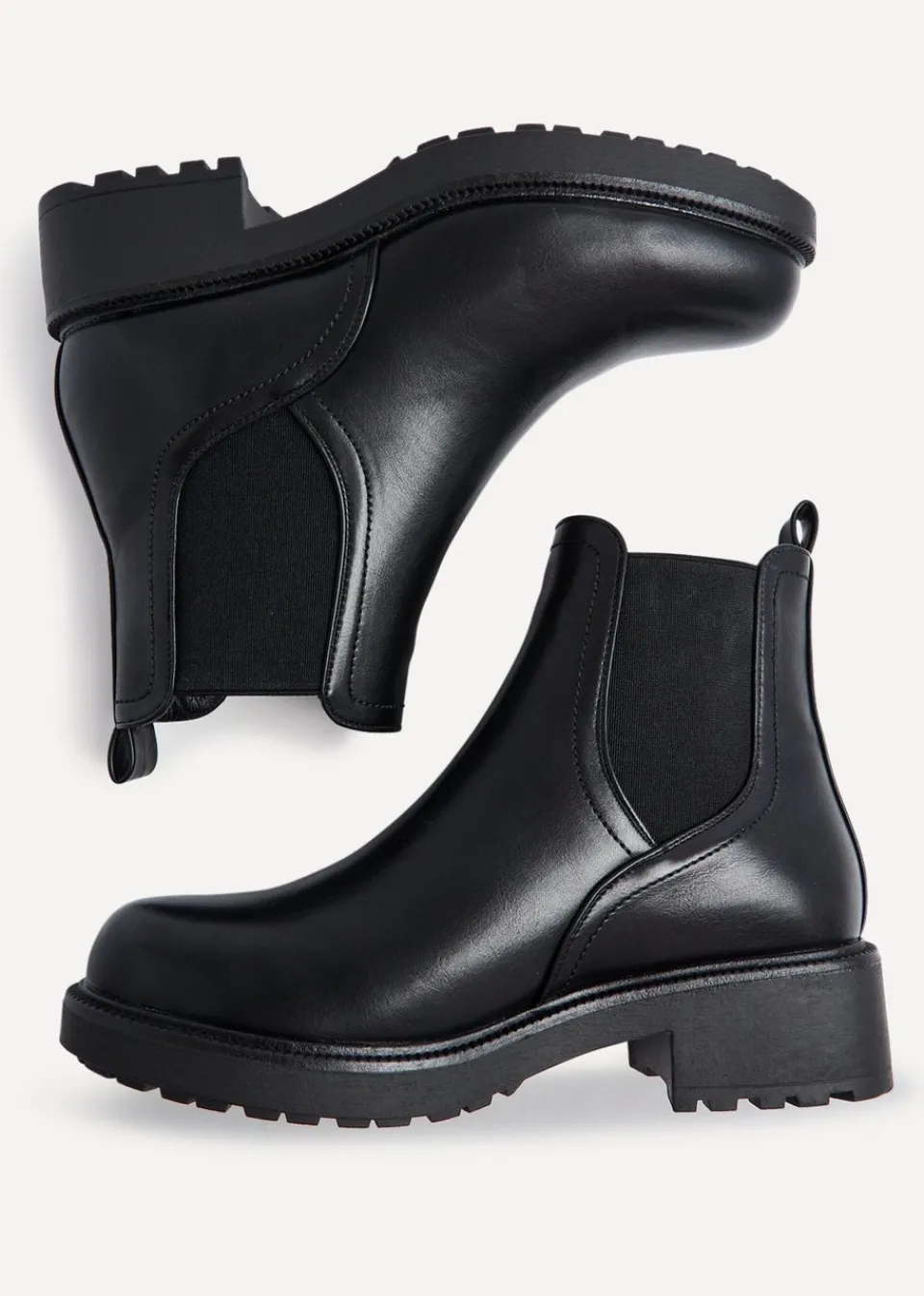 Footwear>Linzi Aspen Black Faux Leather Classic Chelsea Boot