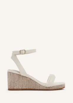 Footwear>Linzi Chelsea Faux Leather Rope Wedge Nude