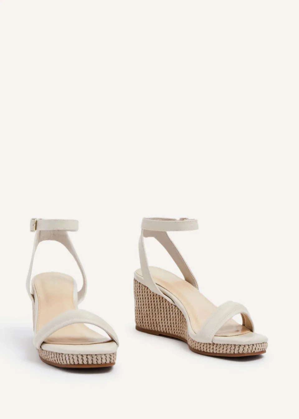 Footwear>Linzi Chelsea Faux Leather Rope Wedge Nude