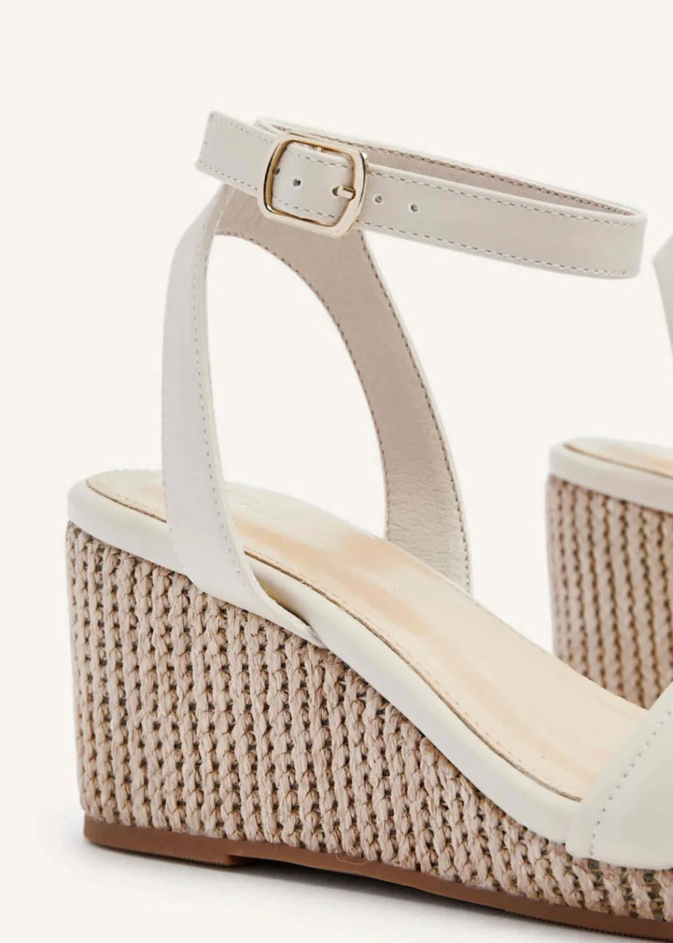 Footwear>Linzi Chelsea Faux Leather Rope Wedge Nude