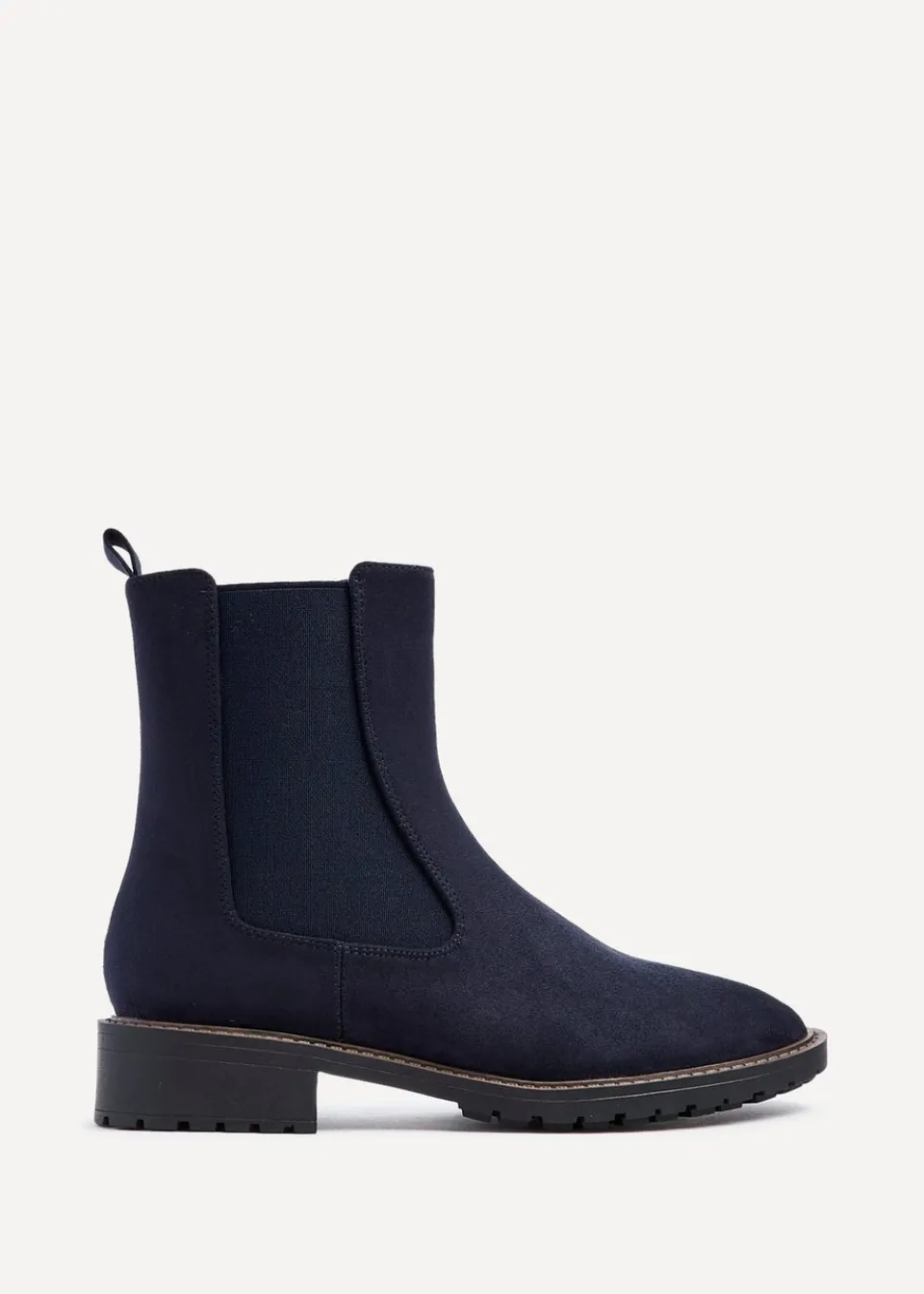 Footwear>Linzi Dalston Navy Faux Suede Classic Chelsea Boot