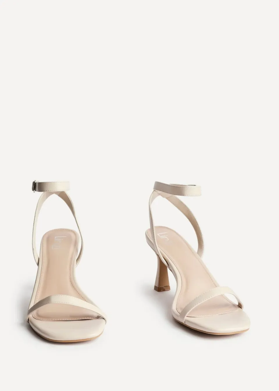 Footwear>Linzi Elevate Sand Faux Leather Barely There Stiletto Heeled Sandals