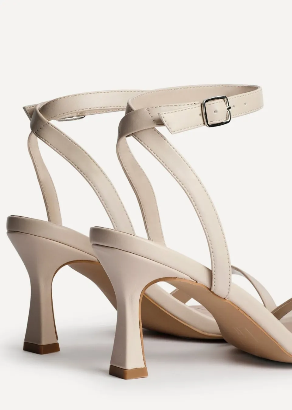 Footwear>Linzi Elevate Sand Faux Leather Barely There Stiletto Heeled Sandals