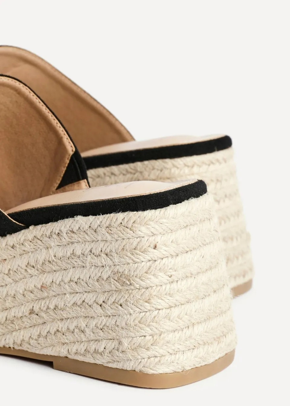Footwear>Linzi Espresso Black Faux Suede Espadrille Inspired Mule Wedges