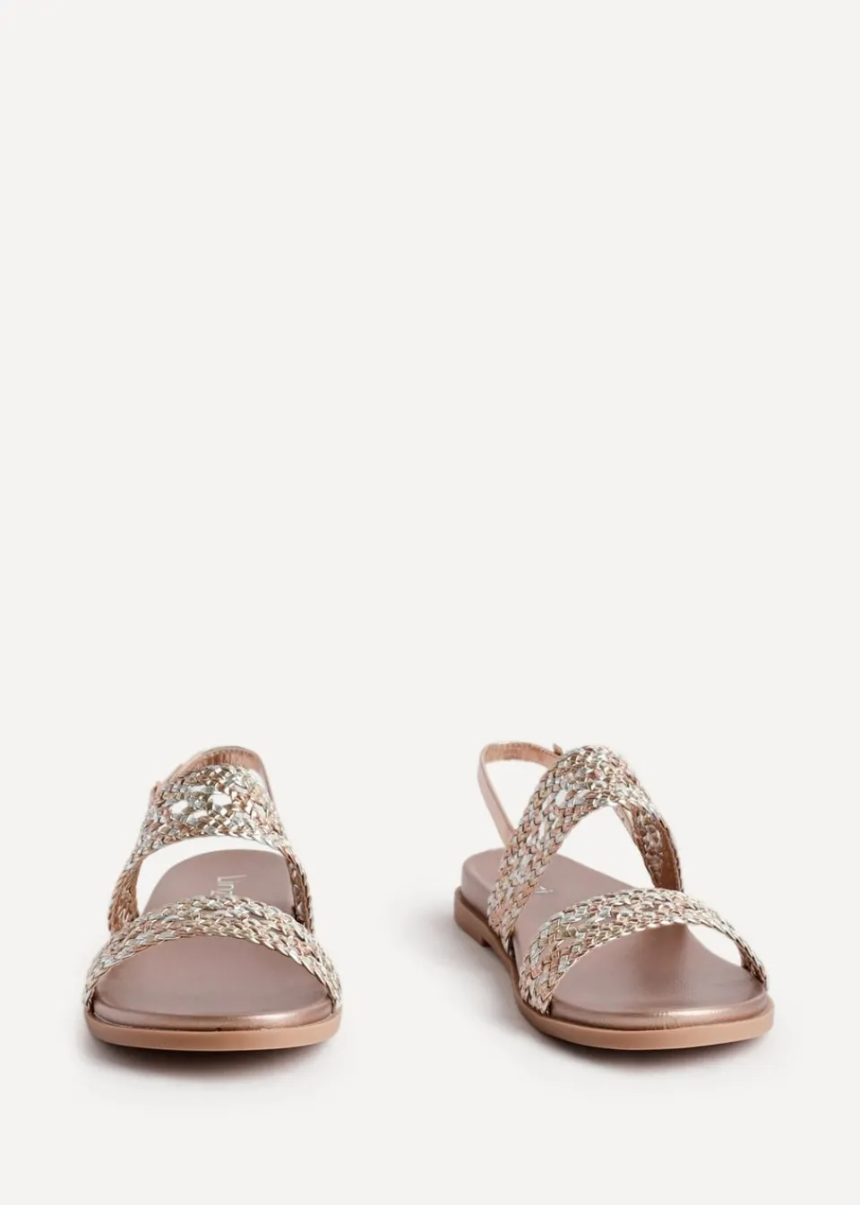 Footwear>Linzi Galia Pink Faux Leather Handwoven Flat Sandals