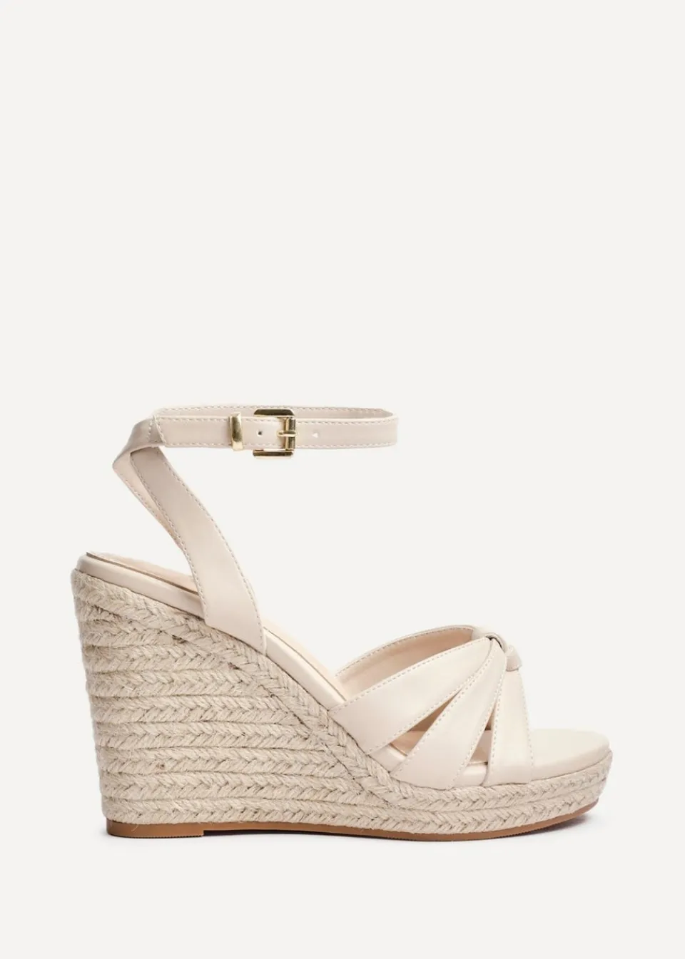 Footwear>Linzi Goddess Sand Faux Leather Espadrille Wedge