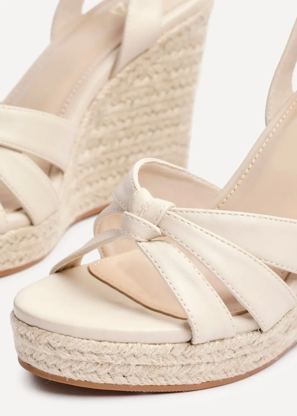 Footwear>Linzi Goddess Sand Faux Leather Espadrille Wedge