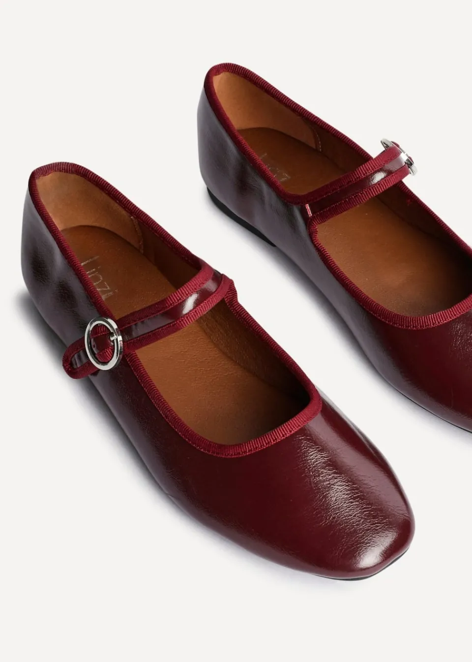 Footwear>Linzi Graceful Burgundy Faux Leather Ballet Pumps