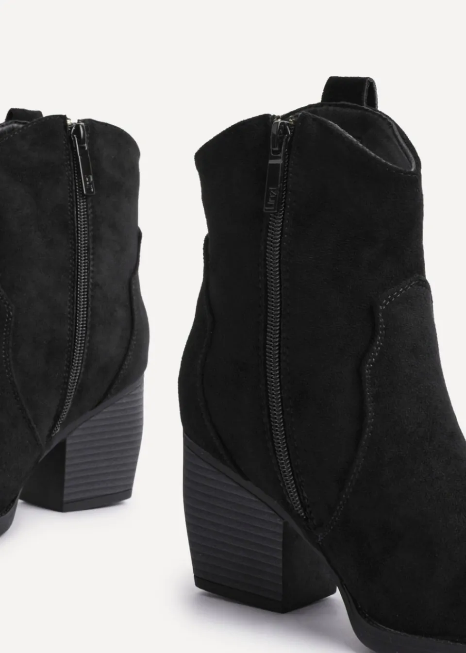 Footwear>Linzi Jessie Black Faux Suede Western Ankle Boot
