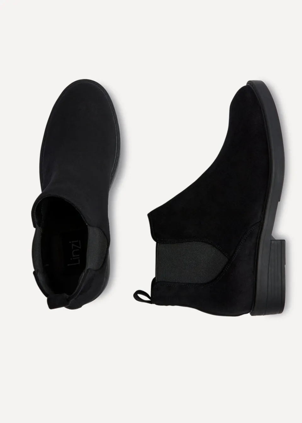 Footwear>Linzi Karina Black Faux Suede Classic Chelsea Boot