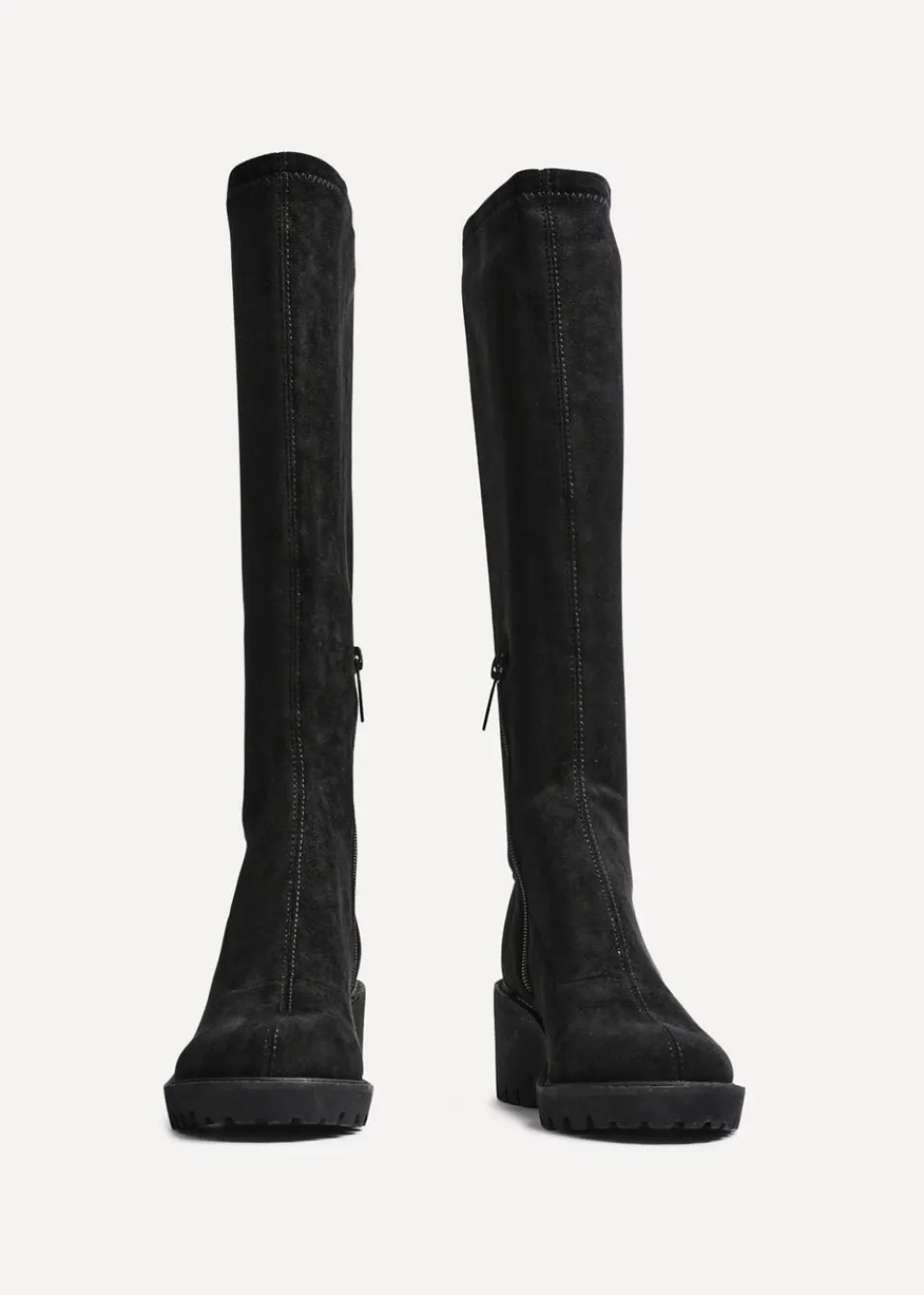 Footwear>Linzi Kortina Black Faux Suede Wedge Knee High Boot