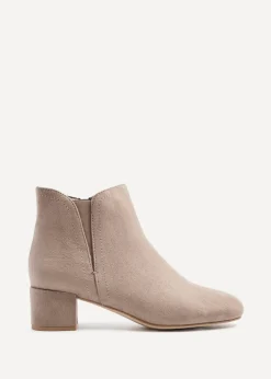 Footwear>Linzi Manor Mocha Faux Suede Block Heeled Ankle Boot