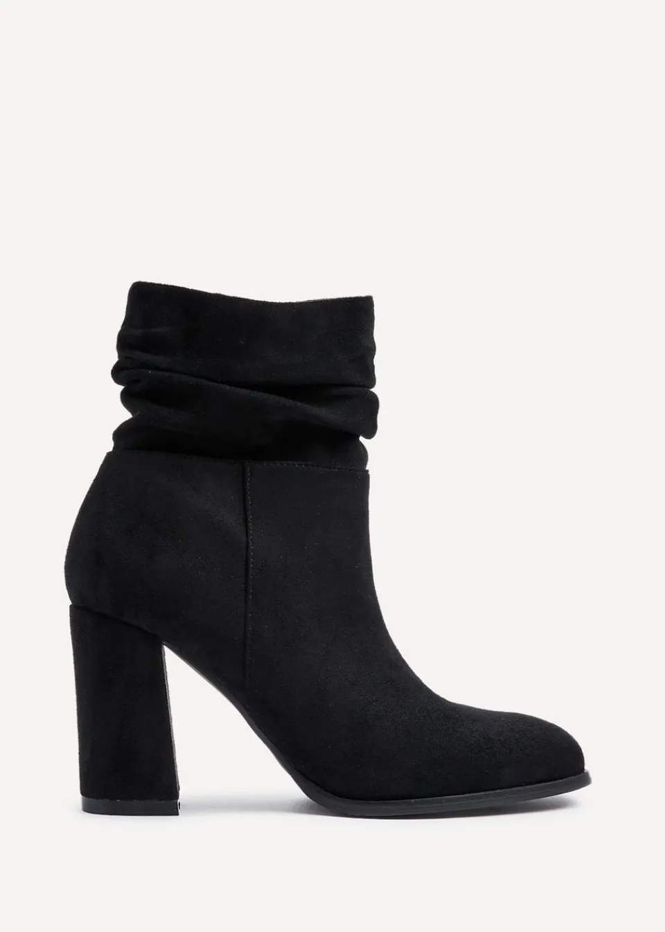 Footwear>Linzi Mila Black Ruched Square Toe Block Heeled Ankle Boot