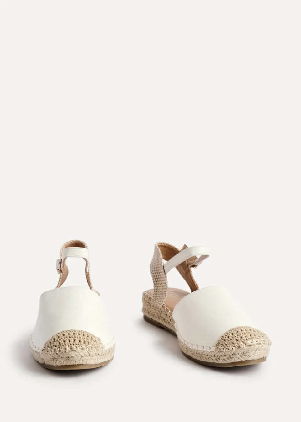 Footwear>Linzi Neroli White Faux Leather Closed Toe Espadrille Flatform Sandal