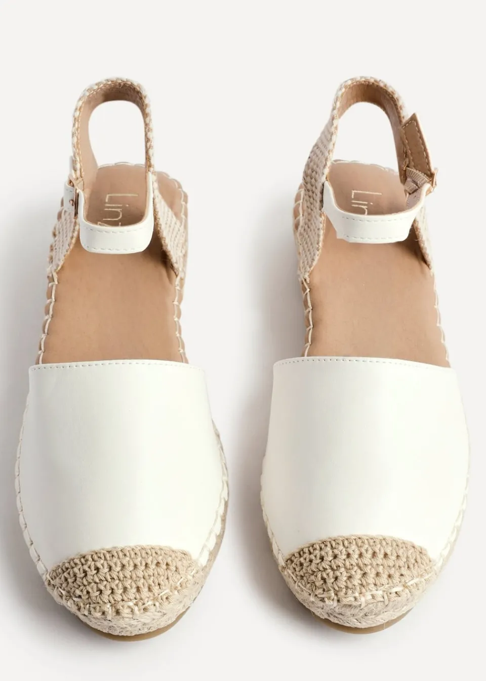Footwear>Linzi Neroli White Faux Leather Closed Toe Espadrille Flatform Sandal
