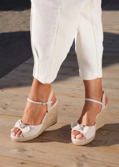 Footwear>Linzi Portofino Beige Canvas Espadrille Wedge