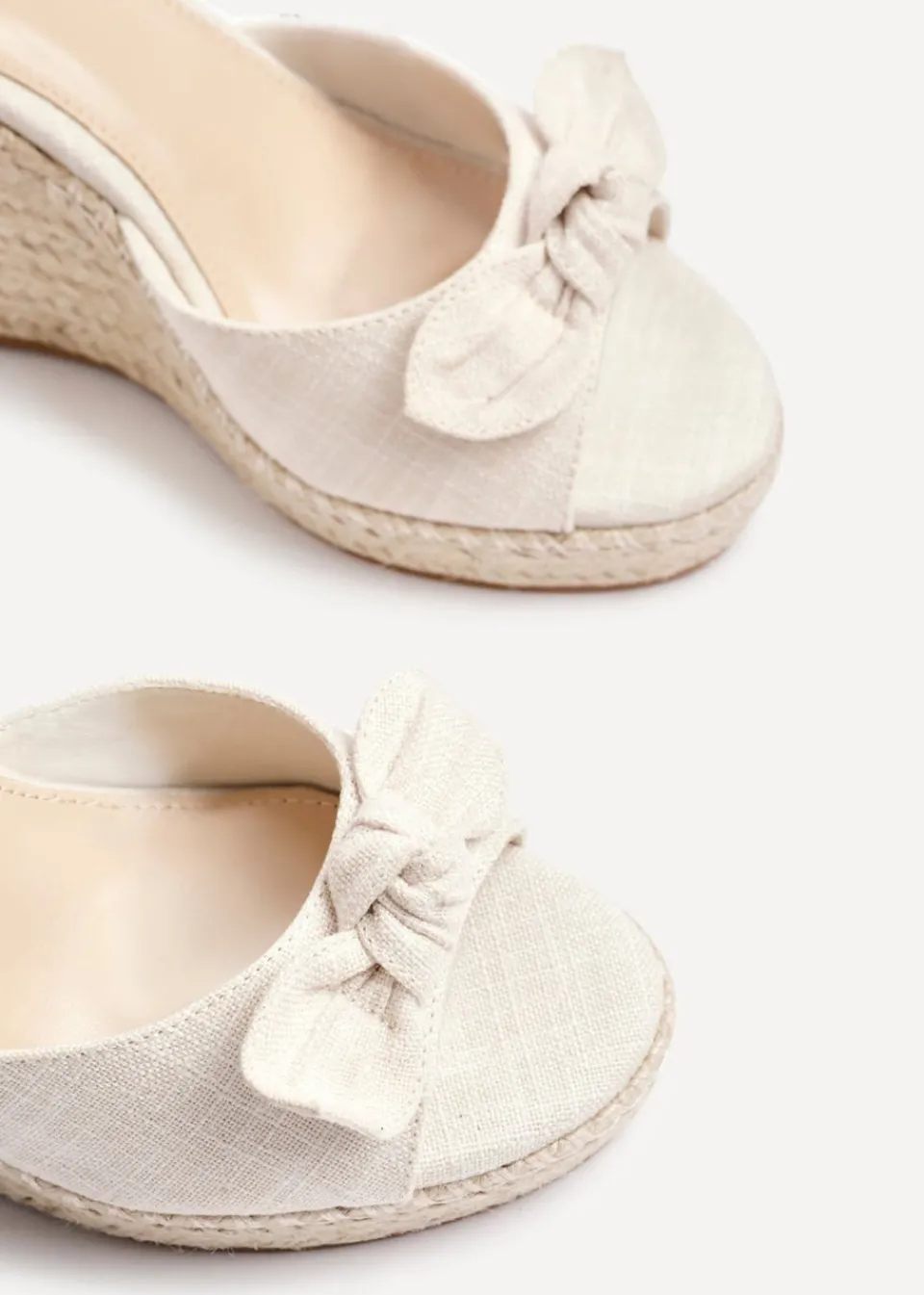 Footwear>Linzi Portofino Beige Canvas Espadrille Wedge