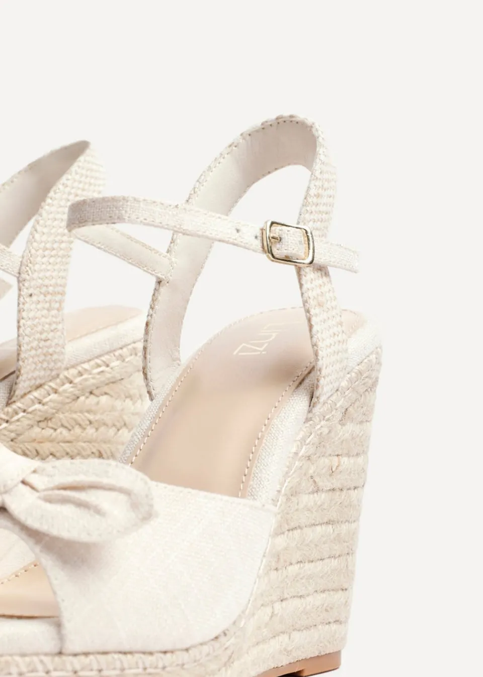 Footwear>Linzi Portofino Beige Canvas Espadrille Wedge