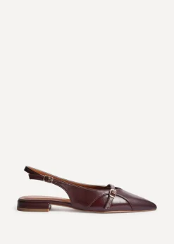 Footwear>Linzi Prague Burgundy Faux Leather Pointed Toe Ballet Flat