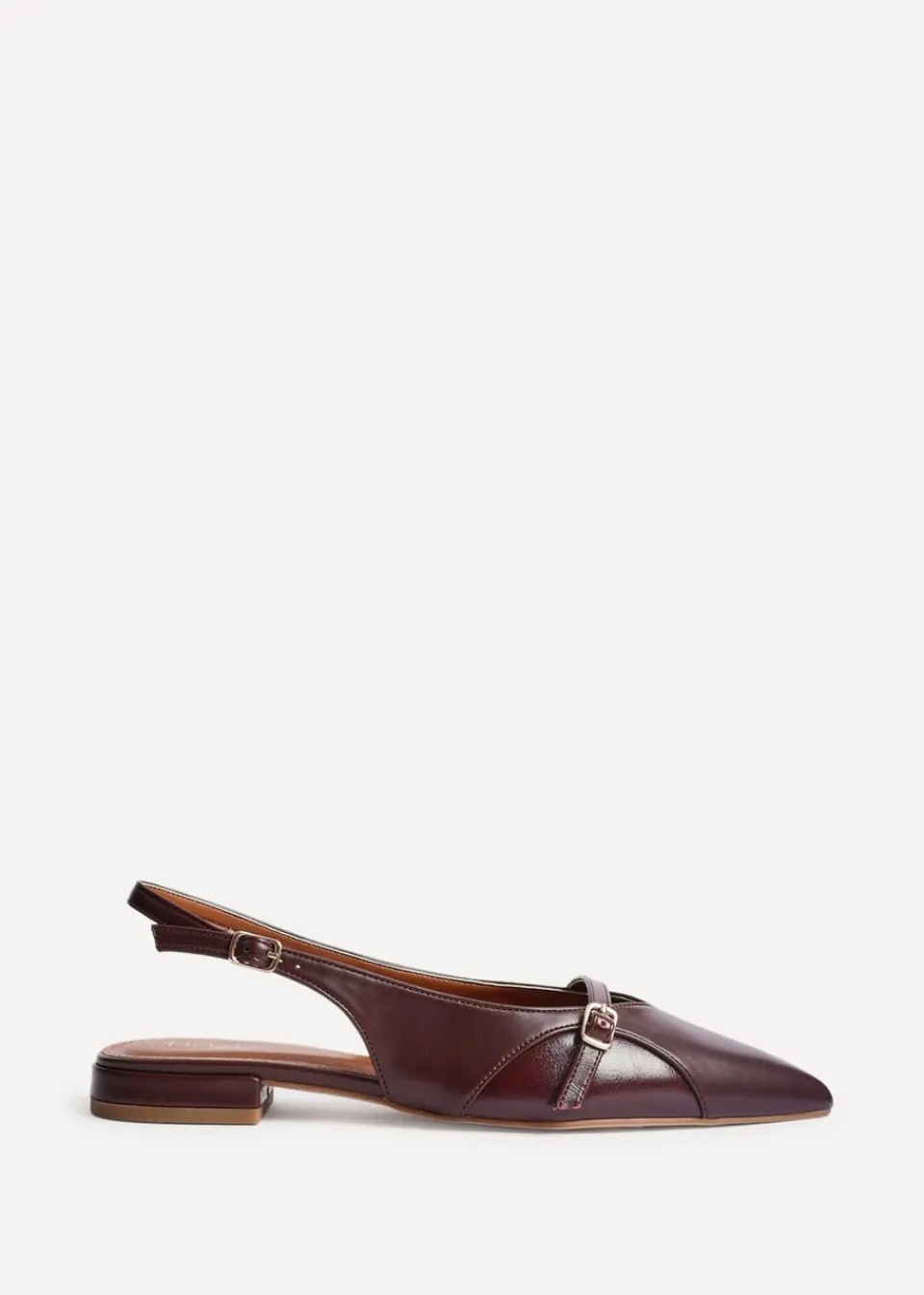 Footwear>Linzi Prague Burgundy Faux Leather Pointed Toe Ballet Flat