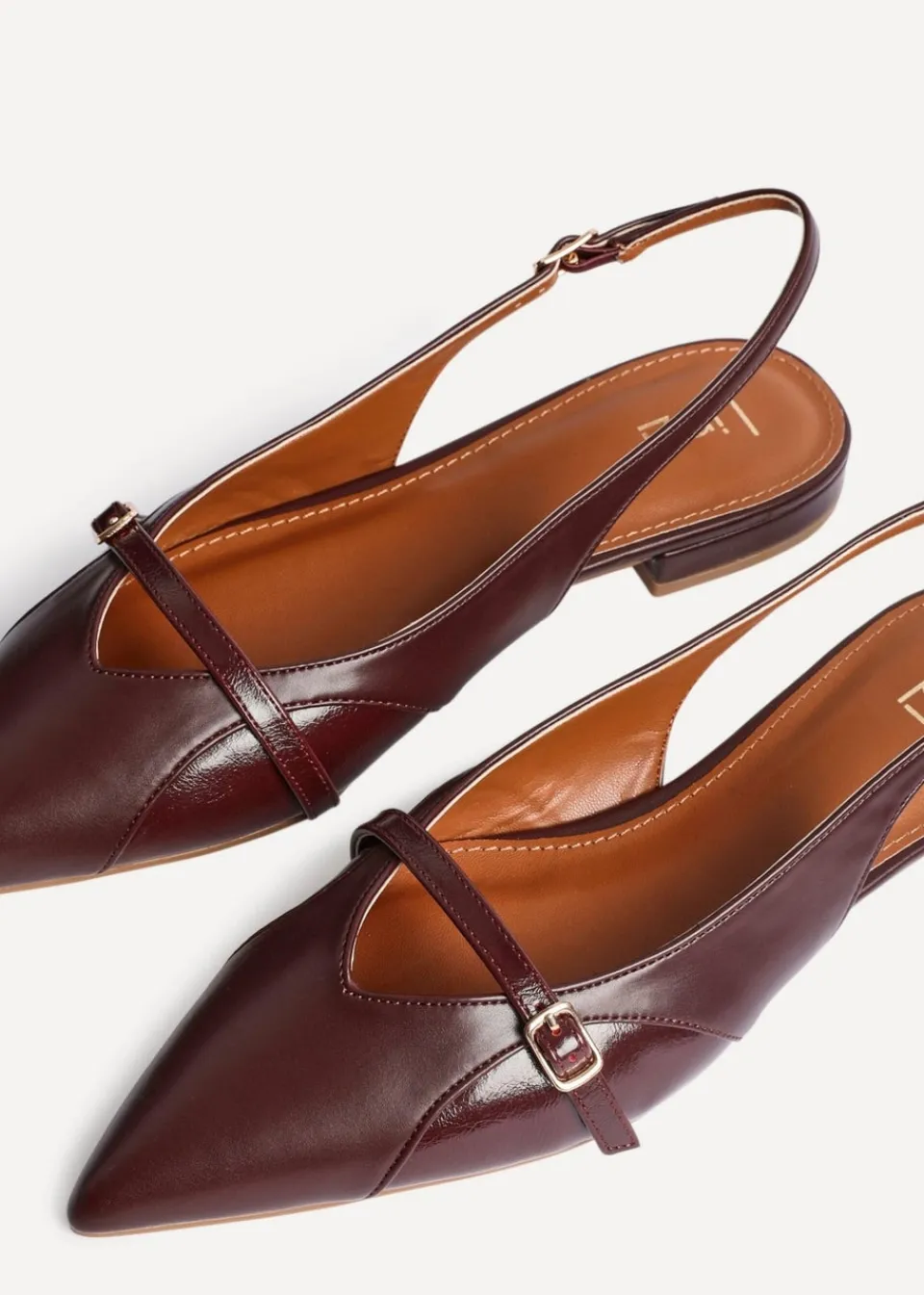 Footwear>Linzi Prague Burgundy Faux Leather Pointed Toe Ballet Flat