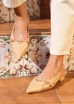 Footwear>Linzi Prague Nude Faux Leather Pointed Toe Ballet Flat