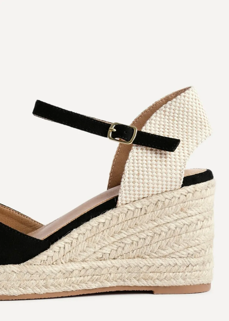Footwear>Linzi Present Faux Suede Closed Toe And Open Back Espadrille Wedge Black