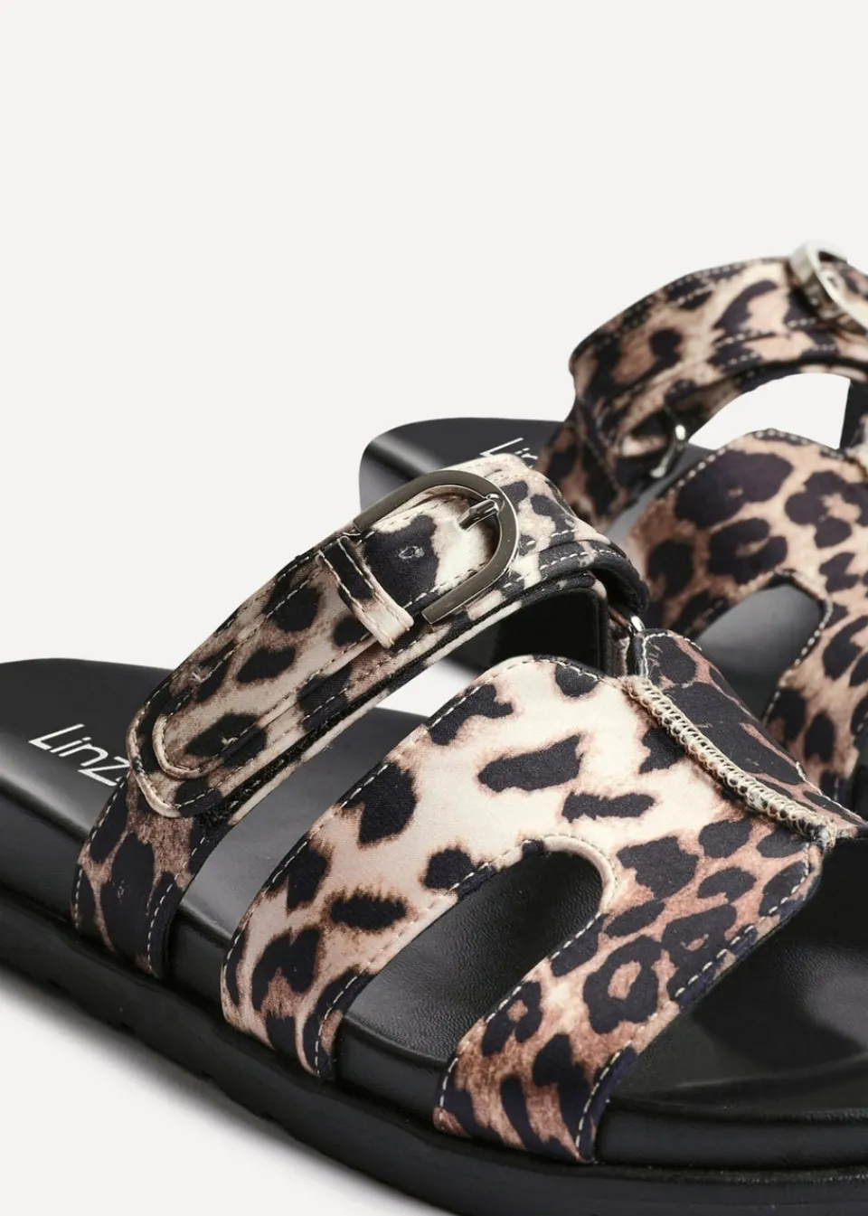 Footwear>Linzi Rowan Leopard Print Footbed Linked Design Sandal