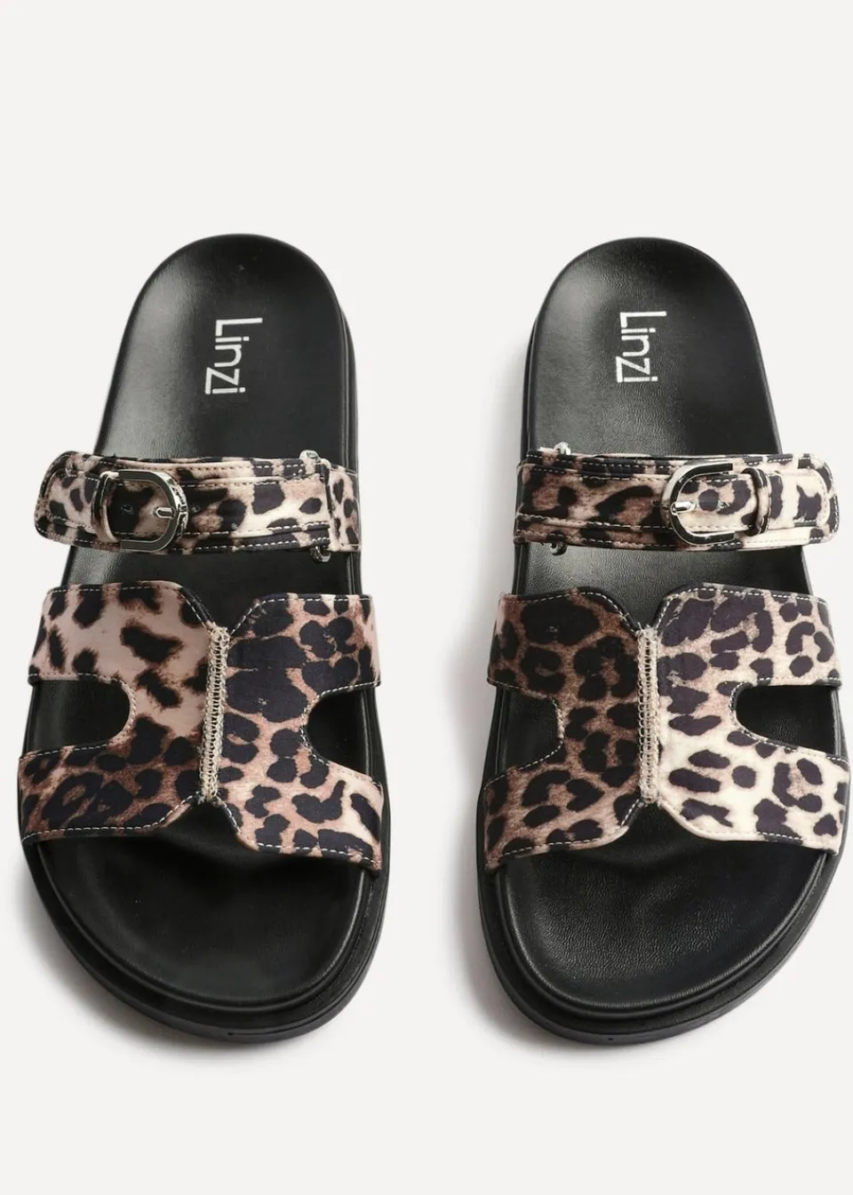 Footwear>Linzi Rowan Leopard Print Footbed Linked Design Sandal