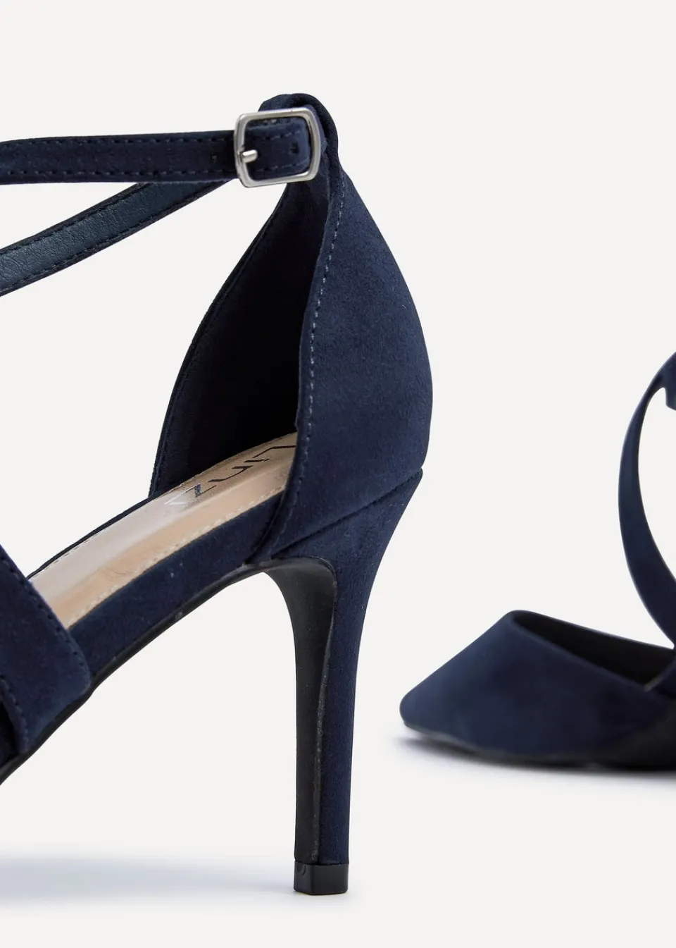 Footwear>Linzi Runway Navy Faux Suede Stiletto Court Heel