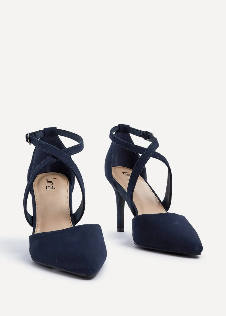 Footwear>Linzi Runway Navy Faux Suede Stiletto Court Heel