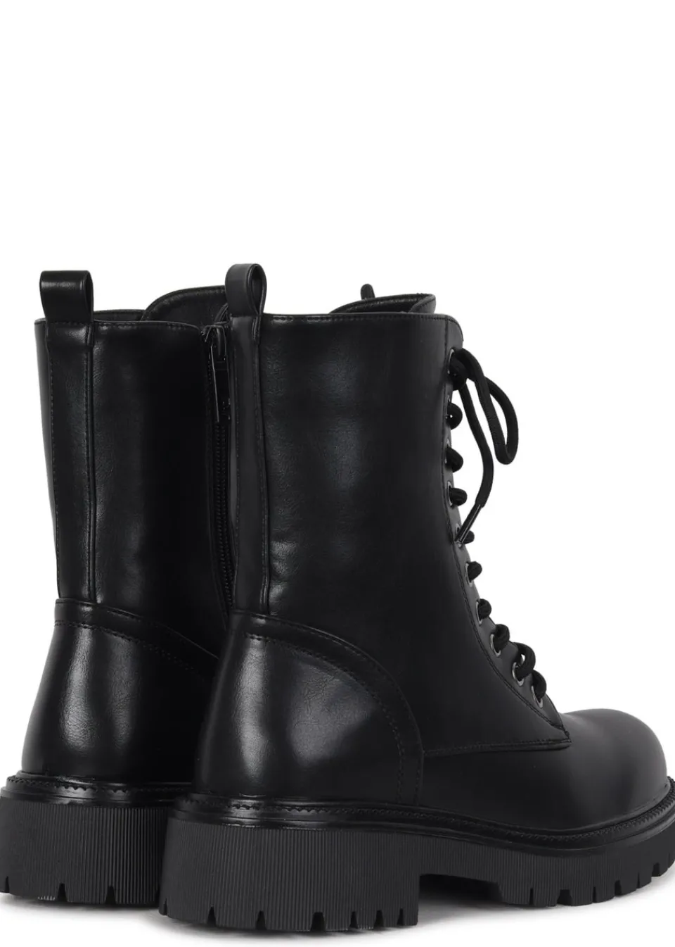 Footwear>Linzi Samurai Black Faux Leather Lace Up Military Boot