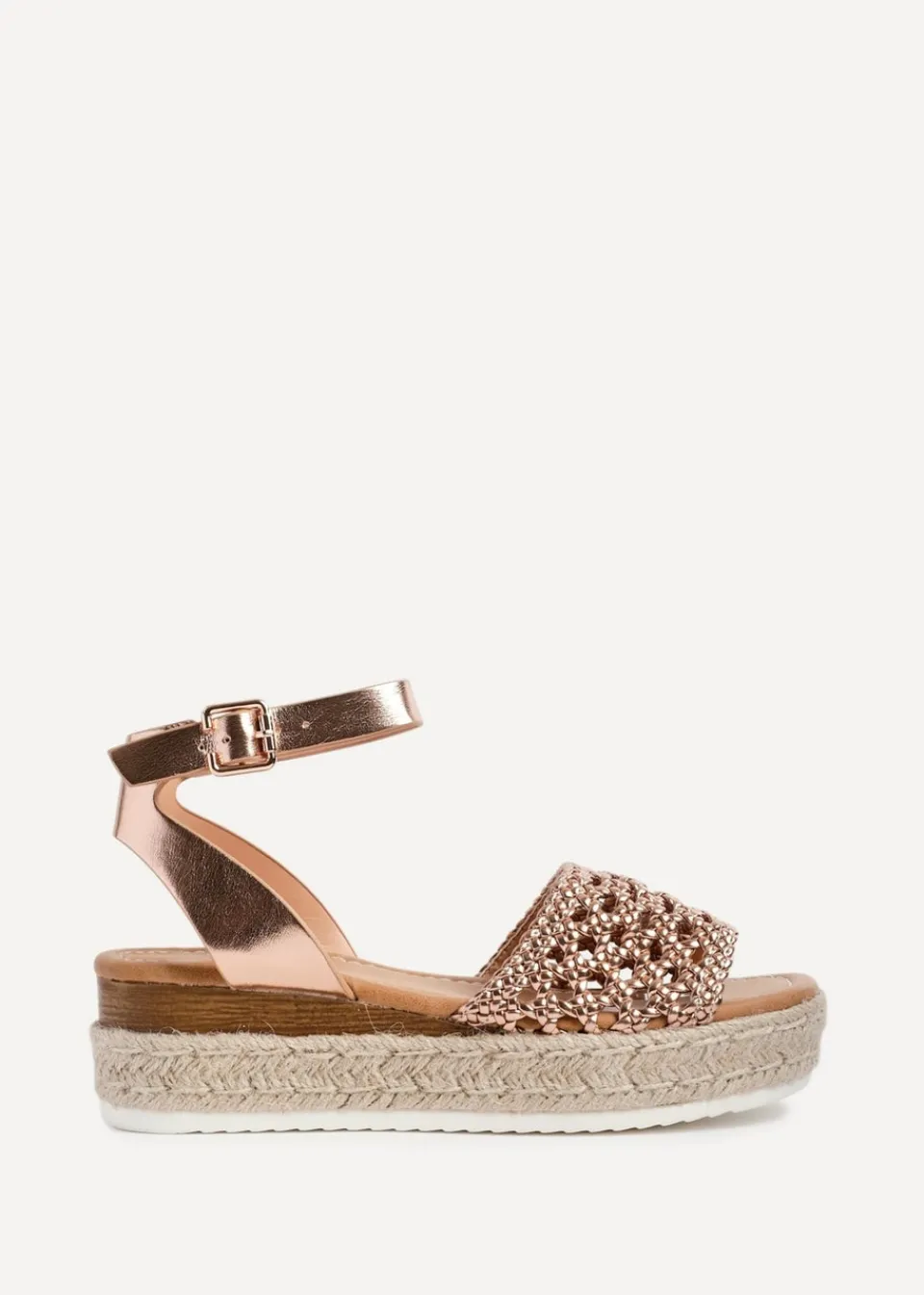 Footwear>Linzi Sundown Pink Faux Leather Handwoven Espadrille Flatform Sandal