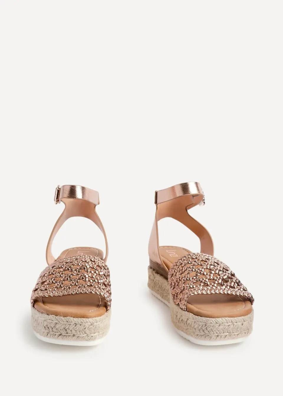 Footwear>Linzi Sundown Pink Faux Leather Handwoven Espadrille Flatform Sandal