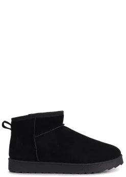 Footwear>Linzi Ultra Mini Addy Faux Suede Faux Fur Lined Black