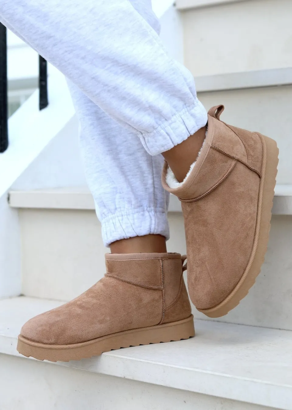 Footwear>Linzi Ultra Mini Addy Faux Suede Faux Fur Lined Chestnut