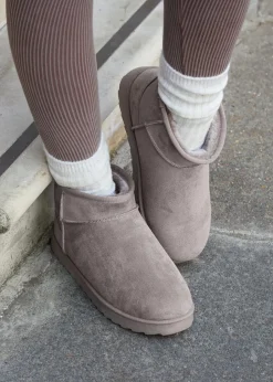Footwear>Linzi Ultra Mini Addy Grey Faux Suede Faux Fur Lined