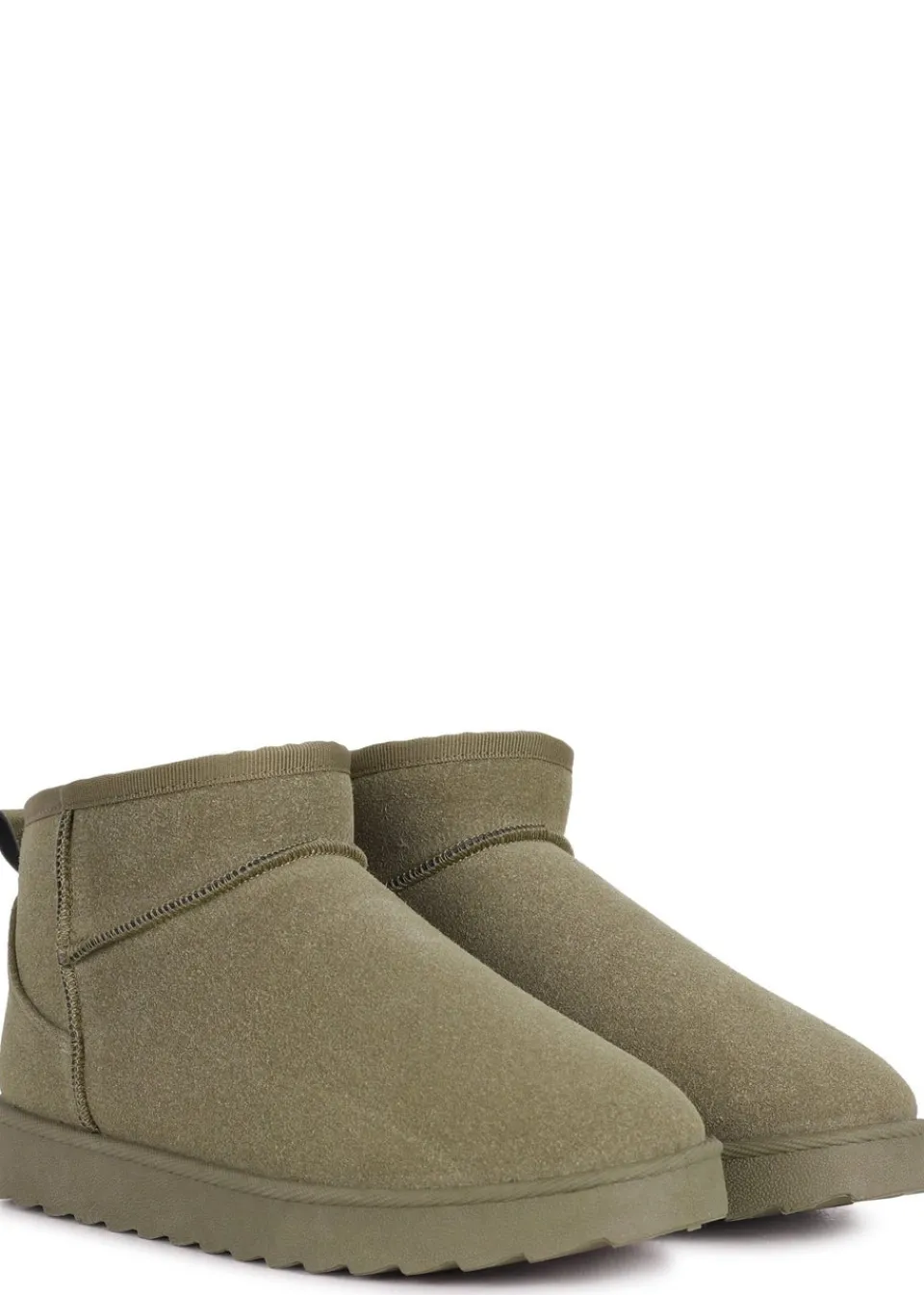 Footwear>Linzi Ultra Mini Addy Khaki Faux Suede Faux Fur Lined