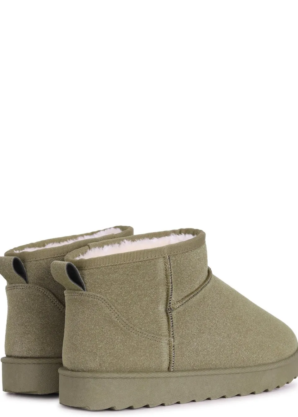 Footwear>Linzi Ultra Mini Addy Khaki Faux Suede Faux Fur Lined