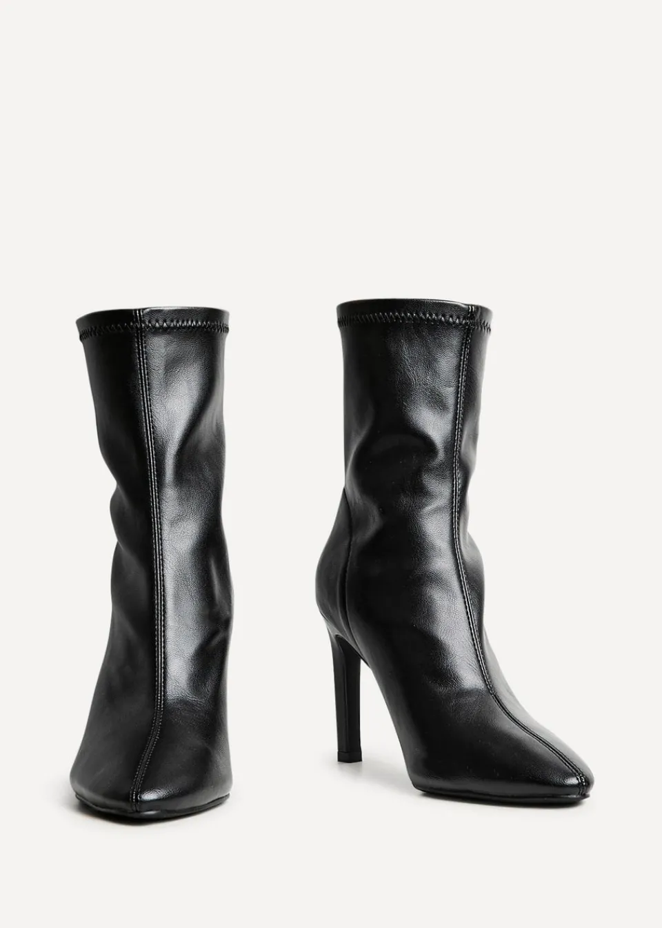 Footwear>Linzi West Black Faux Leather Pointed Stretch Heeled Ankle Boot