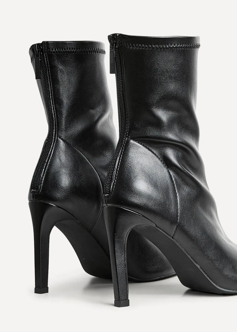 Footwear>Linzi West Black Faux Leather Pointed Stretch Heeled Ankle Boot